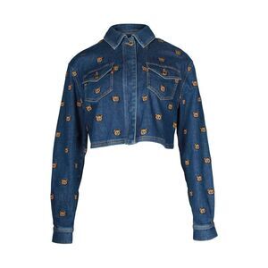 Pre Loved Moschino Vintage Cropped Denim Jacket Teddy Bear Design Women blue